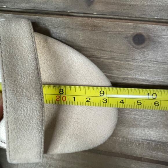 Nine West Women's Kelsie Ankle Wrap Heeled Sandals Size 6 Beige Faux Suede - Picture 11 of 12